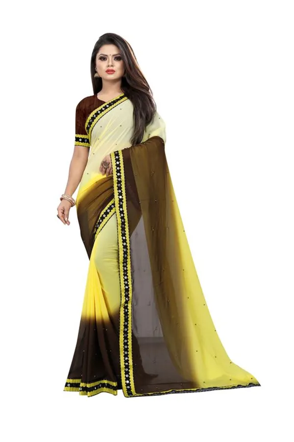 Fashion_Day_Solid/Plain_Bollywood_Georgette_Saree_(Yellow)