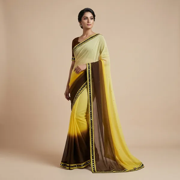 Fashion_Day_Solid/Plain_Bollywood_Georgette_Saree_(Yellow)