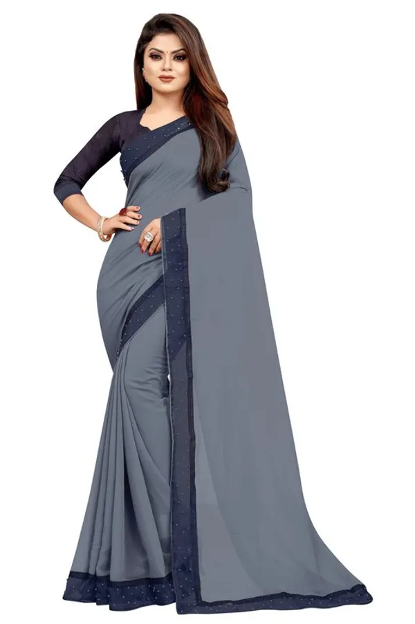 Fashion_Day_Solid/Plain_Bollywood_Georgette_Saree_(Grey)