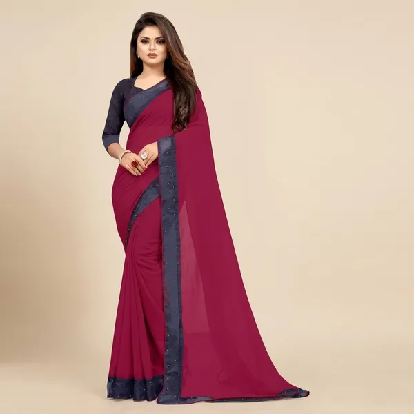 Fashion_Day_Solid/Plain_Bollywood_Georgette_Saree_(Magenta)