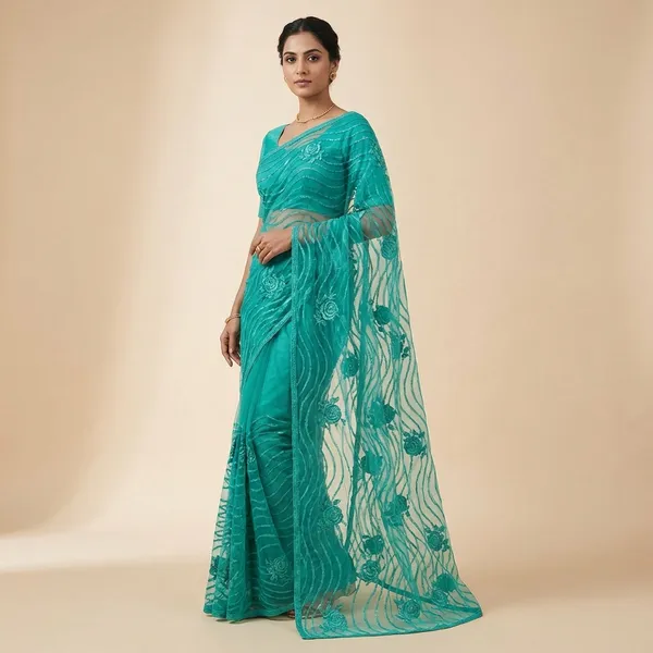 Fashion_Day_Embroidered_Bollywood_Net_Saree_(Green)