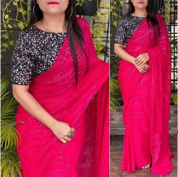 Fashionday_Fashion_Georgette_Saree_With_Unstitched_Blouse_(Pink)