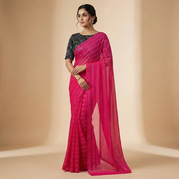 Fashionday_Fashion_Georgette_Saree_With_Unstitched_Blouse_(Pink)