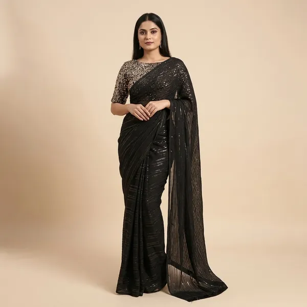 Fashionday_Fashion_Georgette_Saree_With_Unstitched_Blouse_(Black)
