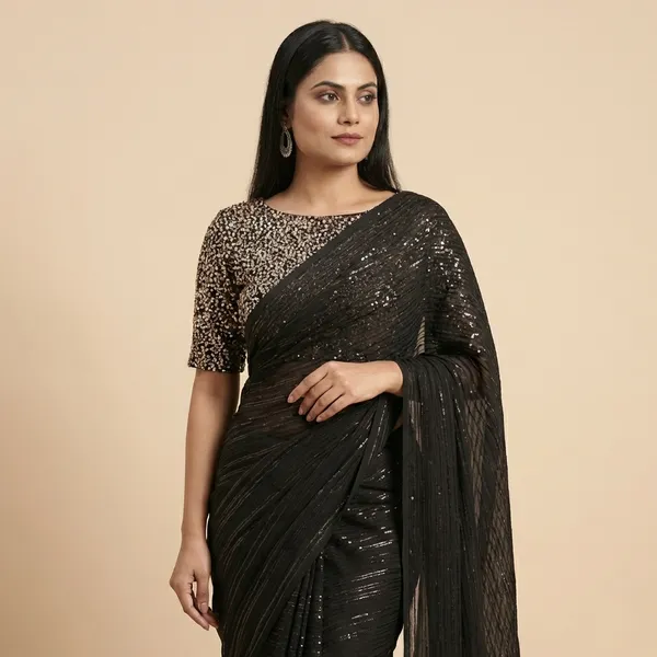 Fashionday_Fashion_Georgette_Saree_With_Unstitched_Blouse_(Black)