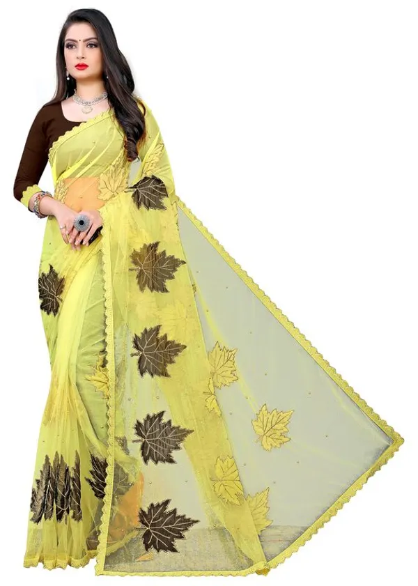 Fashion_Day_Embroidered_Bollywood_Net_Saree_(Brown_And_Yellow)