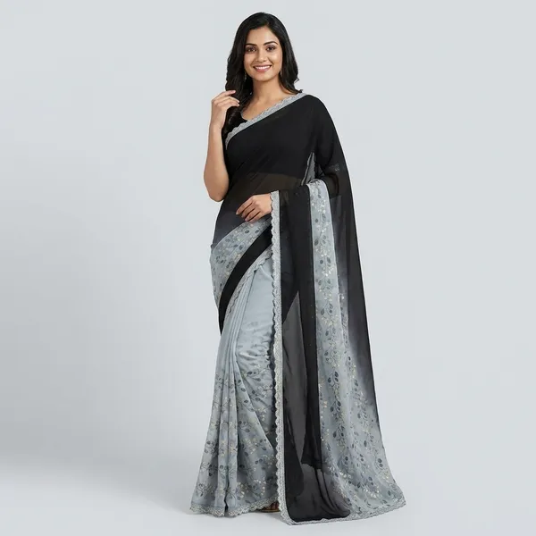 Fashionday_Fashion_Georgette_Saree_With_Unstitched_Blouse_(Grey_And_Black)