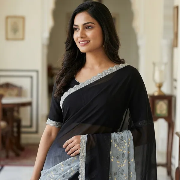 Fashionday_Fashion_Georgette_Saree_With_Unstitched_Blouse_(Grey_And_Black)