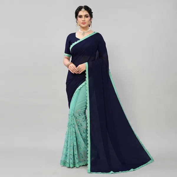 Fashionday_Fashion_Georgette_Saree_With_Unstitched_Blouse_(Light_Blue_And_Black)