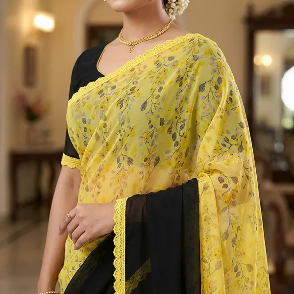 Fashionday_Fashion_Georgette_Saree_With_Unstitched_Blouse_(Yellow_And_Black)