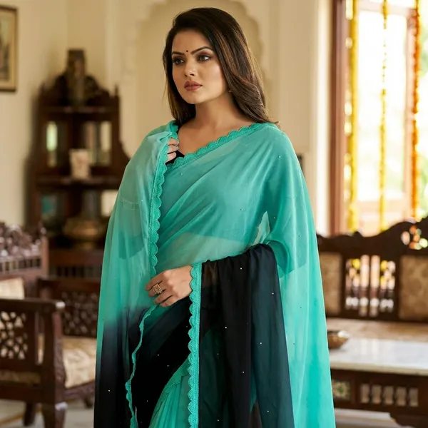 Fashion_Day_Color_Block_Fashion_Georgette_Saree_With_Unstitched_Blouse_(Light_Blue_And_Dark_Blue)
