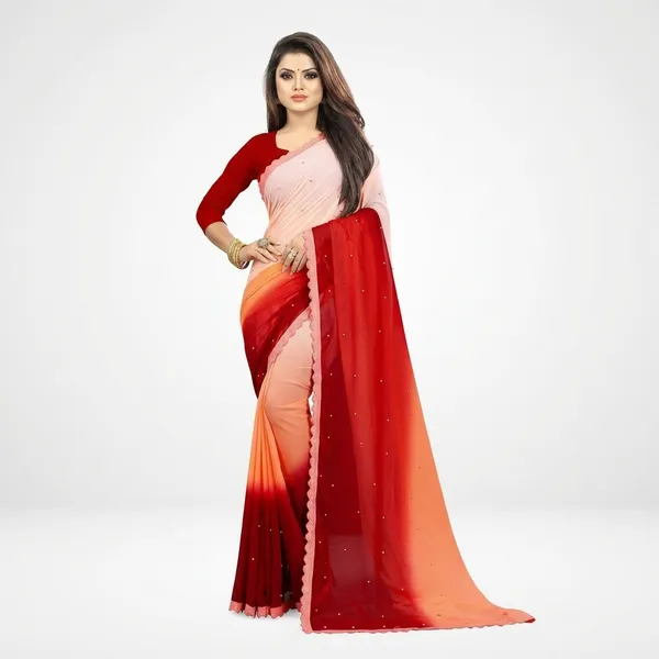 Fashion_Day_Self_Design_Fashion_Georgette_Saree_With_Unstitched_Blouse_(Orange_And_Maroon)