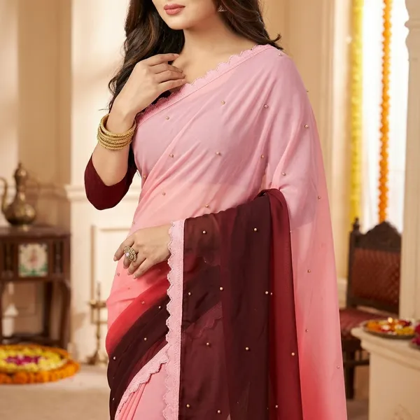 Fashion_Day_Self_Design_Fashion_Georgette_Saree_With_Unstitched_Blouse_(Pink_And_Purple)