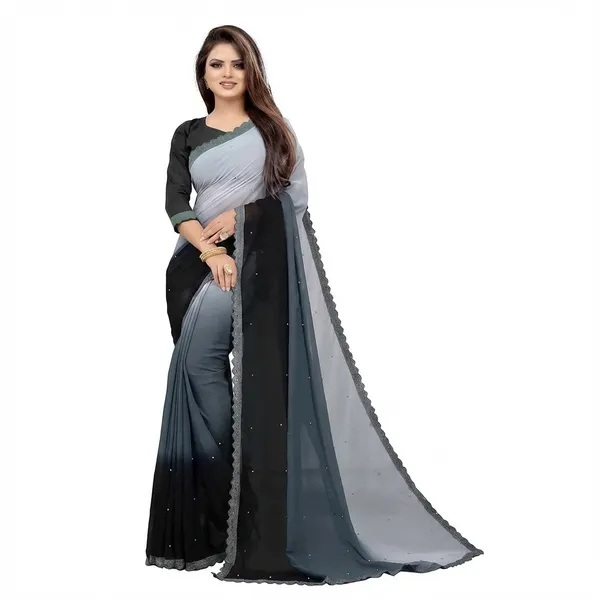 Fashion_Day_Self_Design_Fashion_Georgette_Saree_With_Unstitched_Blouse_(Grey_And_Black)