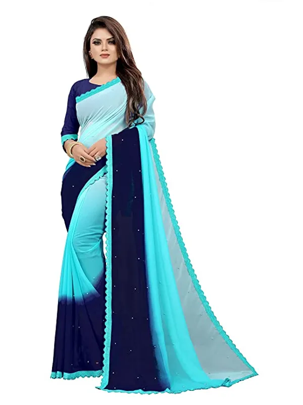 Fashion_Day_Self_Design_Fashion_Georgette_Saree_With_Unstitched_Blouse_(Light_Blue_And_Dark_Blue)