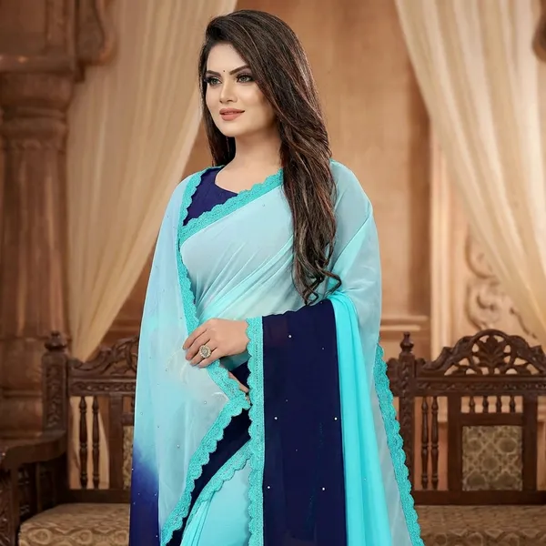 Fashion_Day_Self_Design_Fashion_Georgette_Saree_With_Unstitched_Blouse_(Light_Blue_And_Dark_Blue)