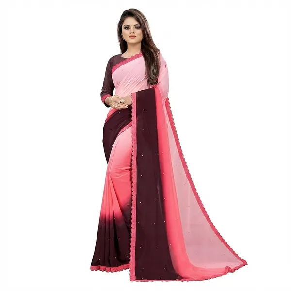 Fashion_Day_Self_Design_Fashion_Georgette_Saree_With_Unstitched_Blouse_(Pink_And_Purple)
