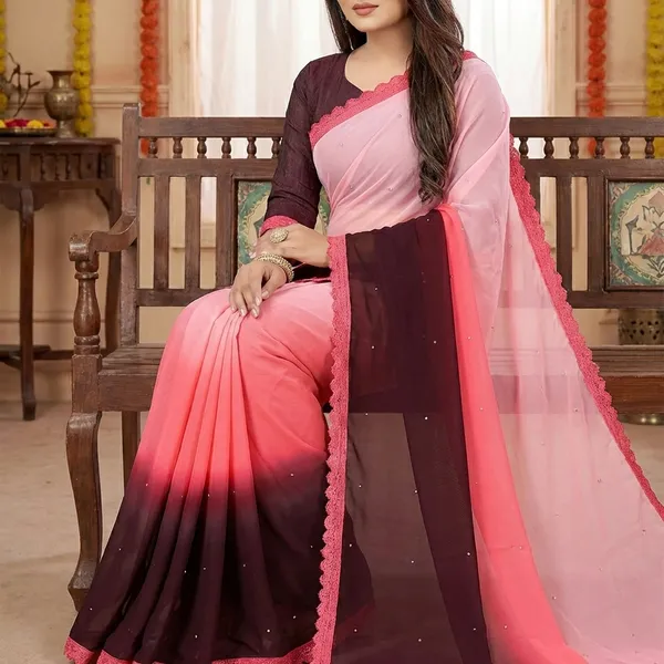 Fashion_Day_Self_Design_Fashion_Georgette_Saree_With_Unstitched_Blouse_(Pink_And_Purple)
