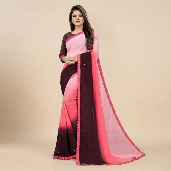 Fashion_Day_Self_Design_Fashion_Georgette_Saree_With_Unstitched_Blouse_(Pink_And_Purple)