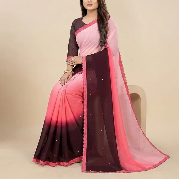 Fashion_Day_Self_Design_Fashion_Georgette_Saree_With_Unstitched_Blouse_(Pink_And_Purple)