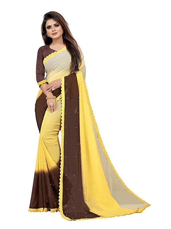 Fashion_Day_Self_Design_Fashion_Georgette_Saree_With_Unstitched_Blouse_(Yellow_And_Brown)