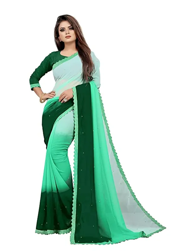 Fashion_Day_Self_Design_Fashion_Georgette_Saree_With_Unstitched_Blouse_(Light_Green_And_Dark_Green)