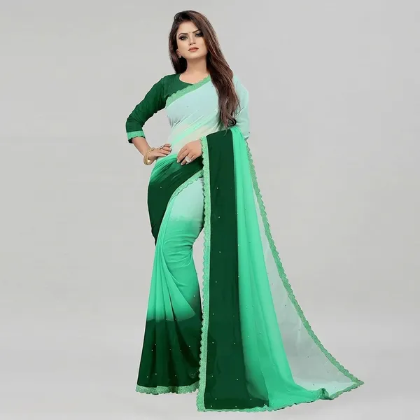 Fashion_Day_Self_Design_Fashion_Georgette_Saree_With_Unstitched_Blouse_(Light_Green_And_Dark_Green)