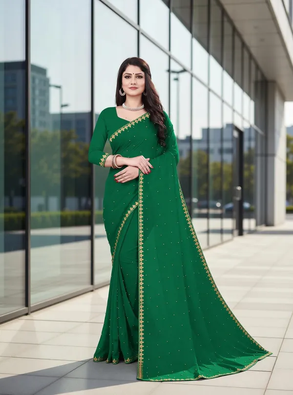 Fashion_Day_Self_Design_Fashion_Georgette_Saree_With_Unstitched_Blouse_(Green)