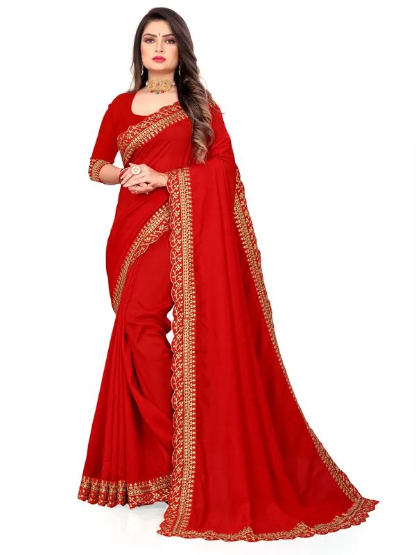 Fashion_Day_Embroidered_And_Solid_Fashion_Georgette_Saree_With_Unstitched_Blouse_(Red)