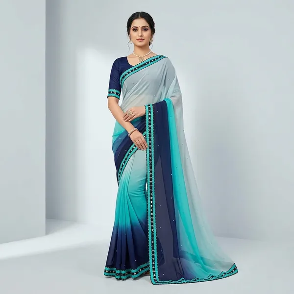 Fashion_Day_Self_Design_Fashion_Georgette_Saree_With_Unstitched_Blouse_(Light_Blue_And_Dark_Blue)
