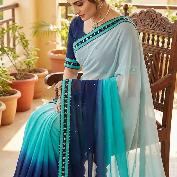 Fashion_Day_Self_Design_Fashion_Georgette_Saree_With_Unstitched_Blouse_(Light_Blue_And_Dark_Blue)