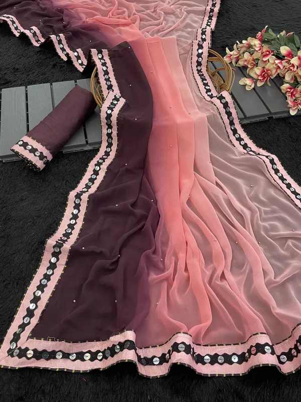 Fashion_Day_Self_Design_Fashion_Georgette_Saree_With_Unstitched_Blouse_(Pink_And_Purple)