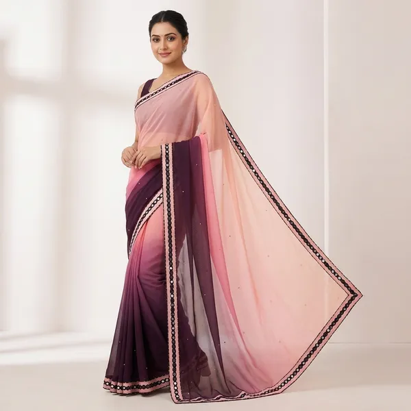 Fashion_Day_Self_Design_Fashion_Georgette_Saree_With_Unstitched_Blouse_(Pink_And_Purple)