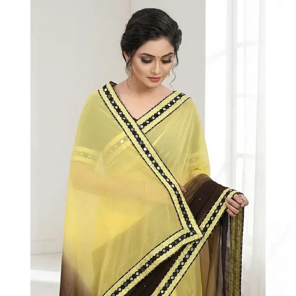Fashion_Day_Self_Design_Fashion_Georgette_Saree_With_Unstitched_Blouse_(Yellow_And_Brown)