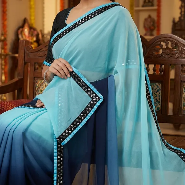 Fashion_Day_Self_Design_Fashion_Georgette_Saree_With_Unstitched_Blouse_(Light_Blue_And_Dark_Blue)