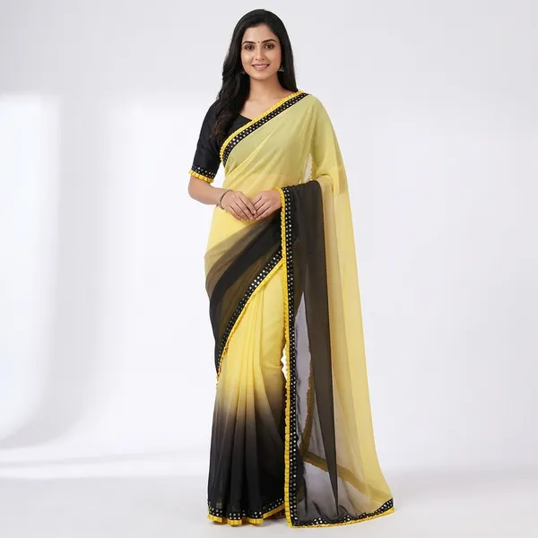 Fashion_Day_Self_Design_Fashion_Georgette_Saree_With_Unstitched_Blouse_(Yellow_And_Brown)