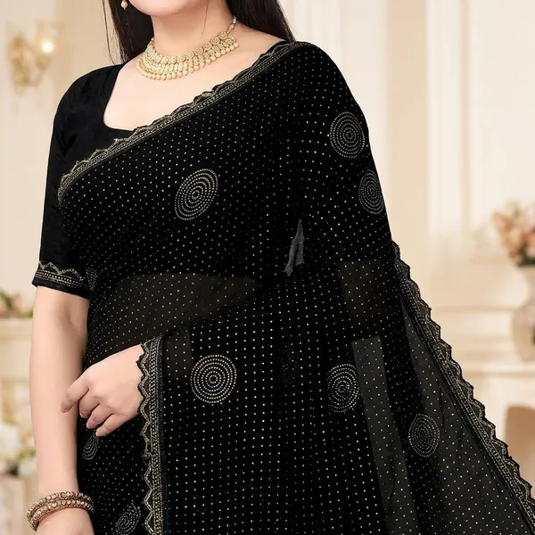 Fashion_Day_Applique_Daily_Wear_Georgette_Saree_(Black)