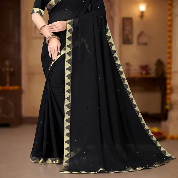 Fashion_Day_Applique_Daily_Wear_Georgette_Saree_(Black)