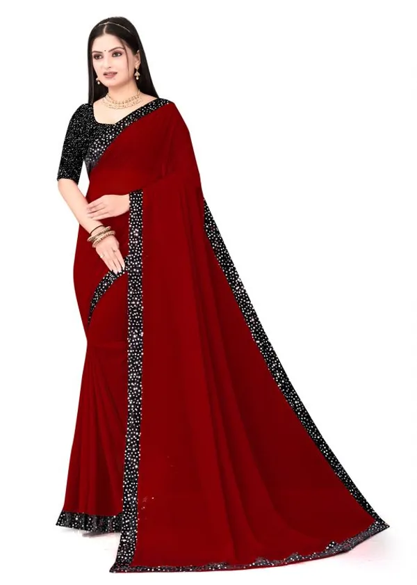 Fashion_Day_Solid/Plain_Bollywood_Georgette_Saree_(Maroon)