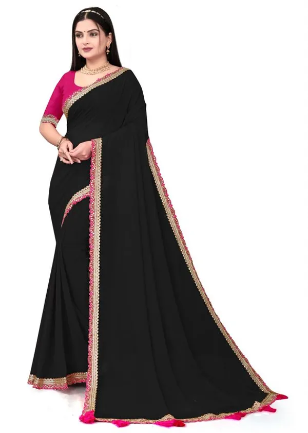 Fashion_Day_Solid/Plain_Bollywood_Georgette_Saree_(Black)
