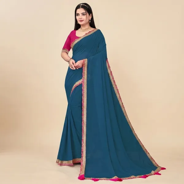 Fashion_Day_Solid/Plain_Bollywood_Georgette_Saree_(Blue)