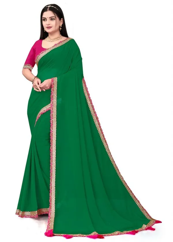 Fashion_Day_Solid/Plain_Bollywood_Georgette_Saree_(Light_Green)