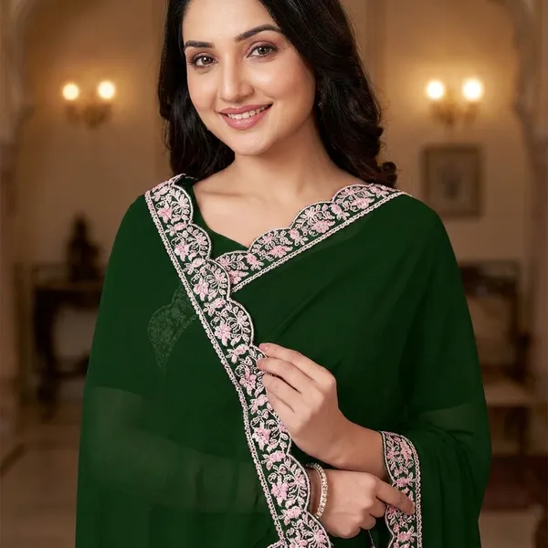 Fashion_Day_Embroidered_Bollywood_Georgette_Saree_(Dark_Green)