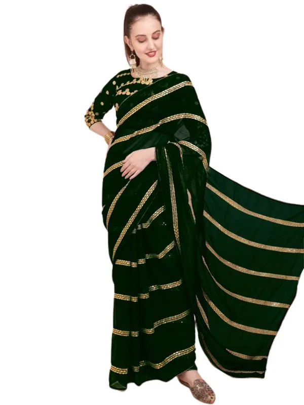 Fashion_Day_Embroidered_Bollywood_Georgette_Saree_(Dark_Green)