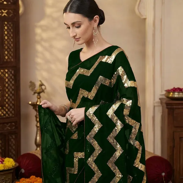 Fashion_Day_Embroidered_Bollywood_Georgette_Saree_(Dark_Green)