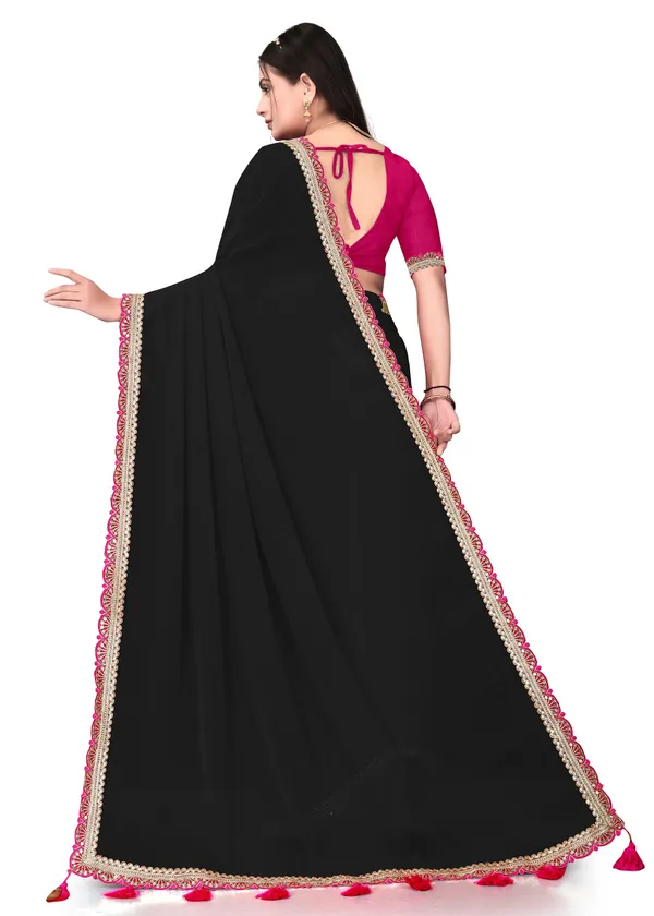 Fashion_Day_Solid/Plain_Bollywood_Georgette_Saree_(Black)