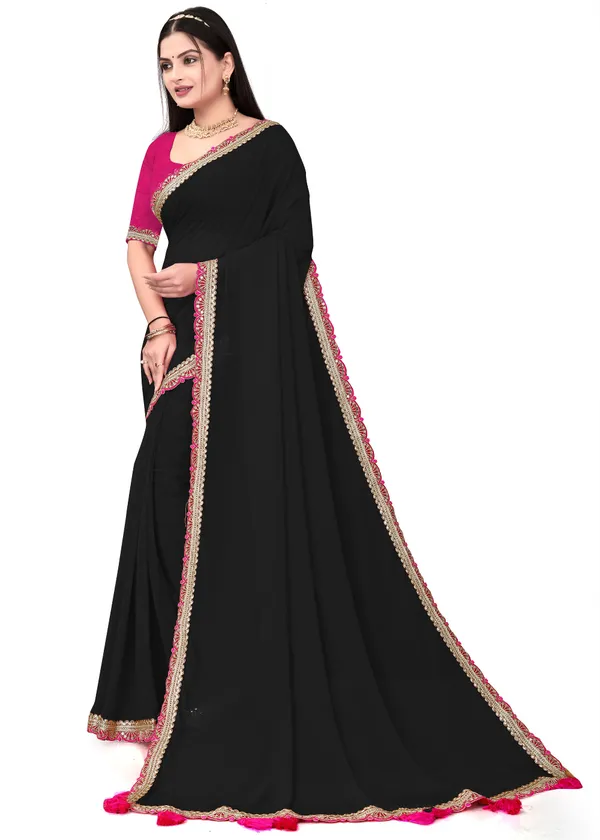 Fashion_Day_Solid/Plain_Bollywood_Georgette_Saree_(Black)
