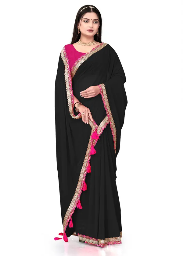 Fashion_Day_Solid/Plain_Bollywood_Georgette_Saree_(Black)