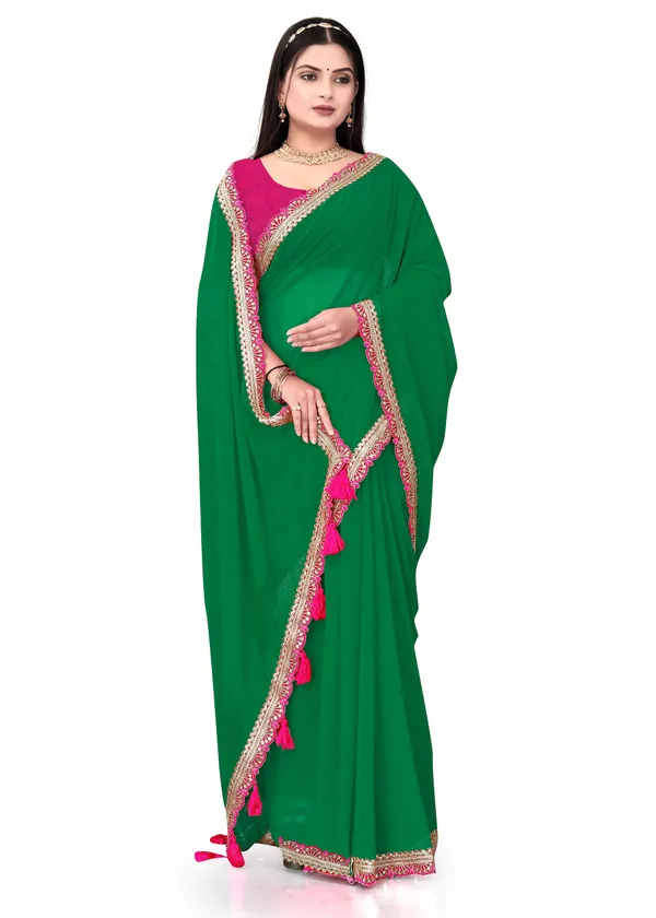 Fashion_Day_Solid/Plain_Bollywood_Georgette_Saree_(Light_Green)