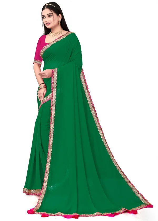 Fashion_Day_Solid/Plain_Bollywood_Georgette_Saree_(Light_Green)
